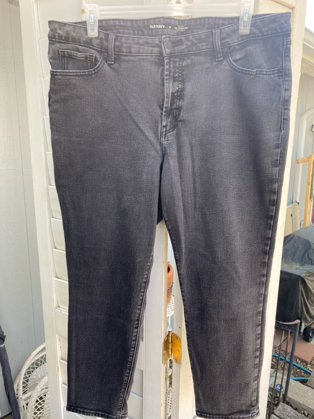Old Navy Black Gray Washed High Rise O.G. Straight Jeans with built in warm